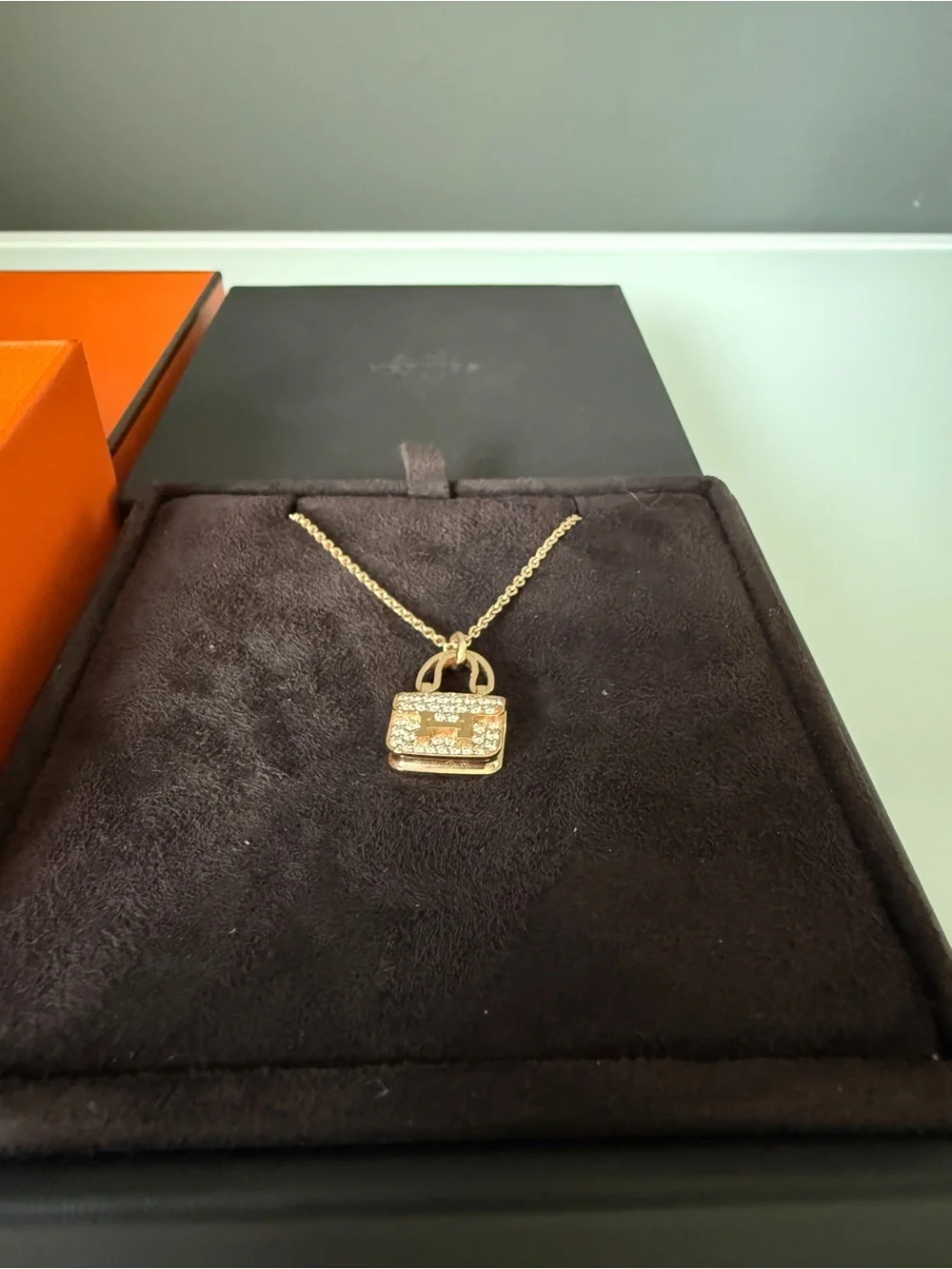 Hermes Amulettes Constance Diamond Rose Gold Necklace - Picture 4 of 7